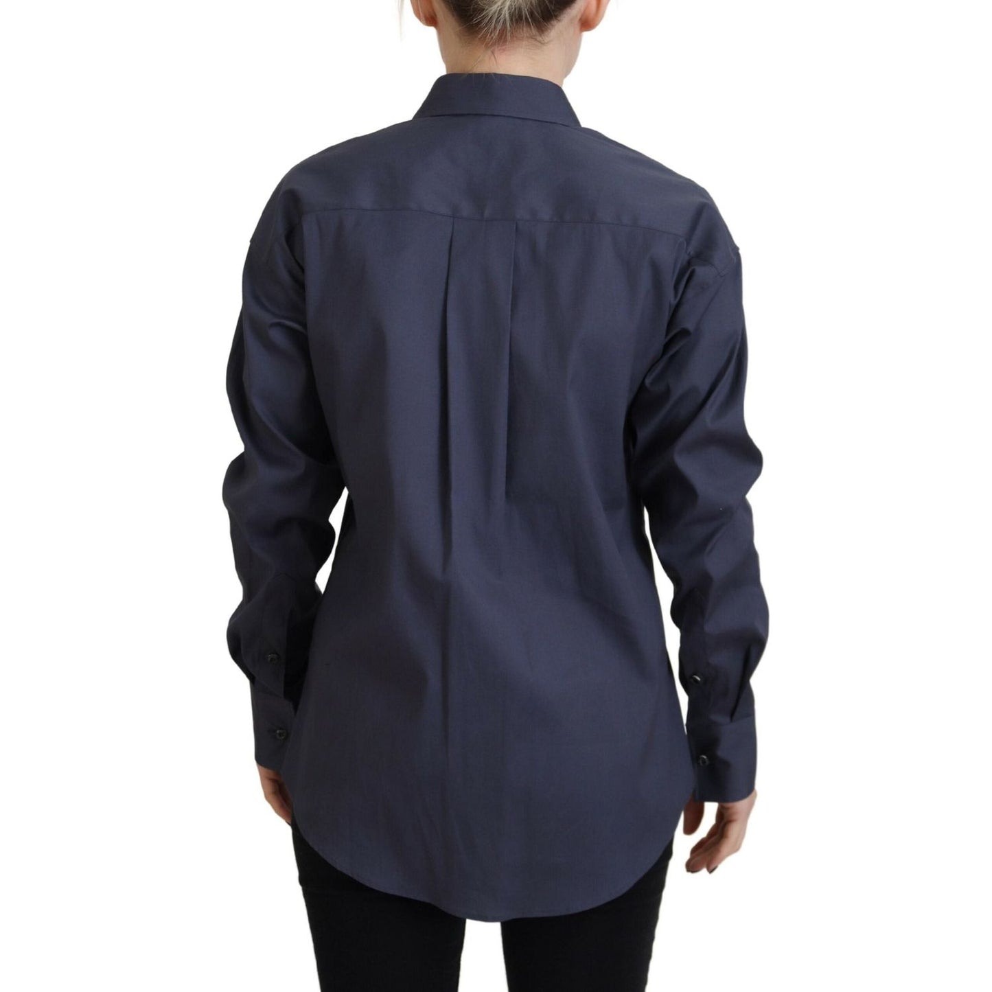 Dsquared² Navy Blue Cotton Button Down Collared Shirt Top Dsquared²