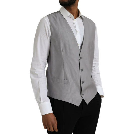 Dolce & Gabbana Light Gray Wool Formal Dress Waistcoat Vest Dolce & Gabbana