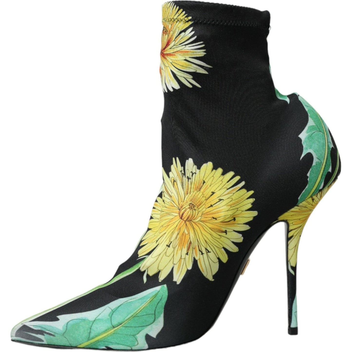 Dolce & Gabbana Black Floral Jersey Stretch Ankle Boots Shoes Dolce & Gabbana