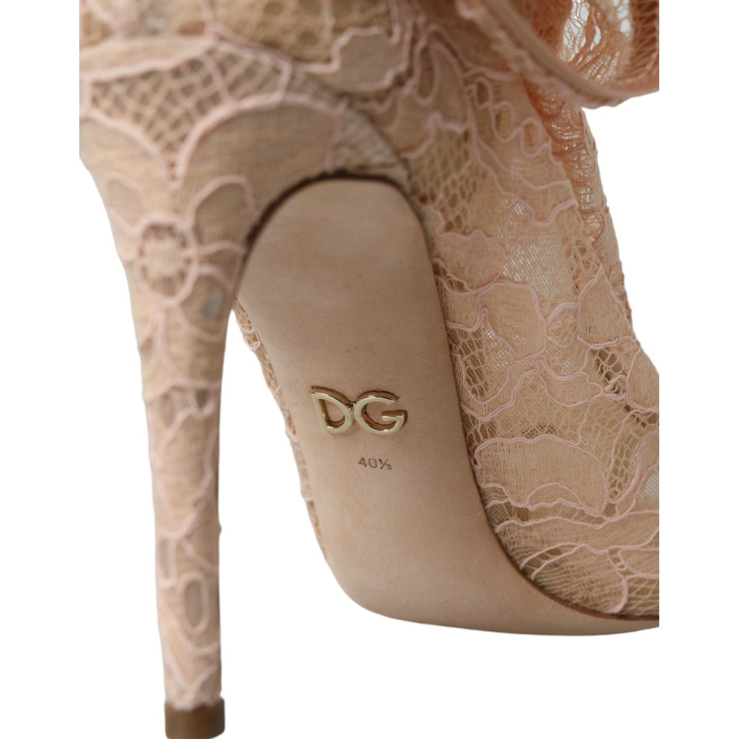 Dolce & Gabbana Beige Stretch Taormina Lace Boots Shoes Dolce & Gabbana