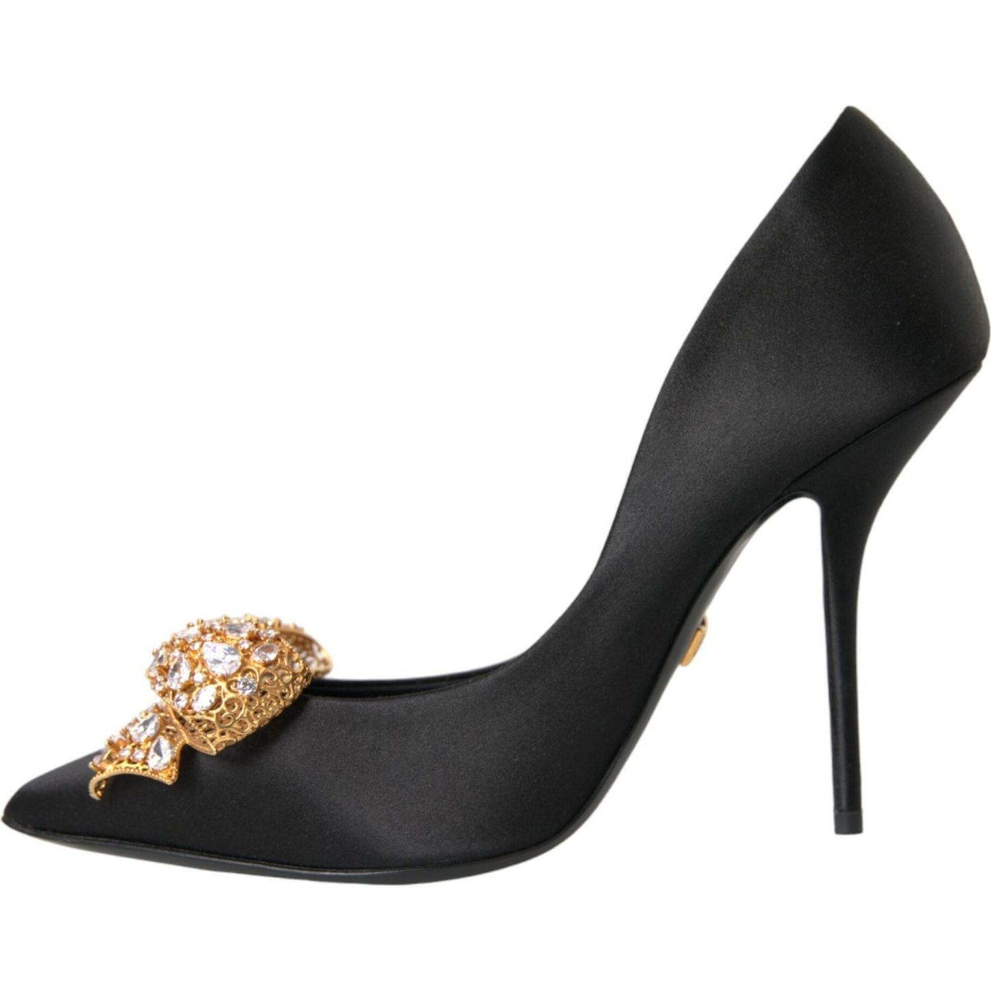 Dolce & Gabbana Black Satin Bow Crystal Heels Pumps Shoes Dolce & Gabbana