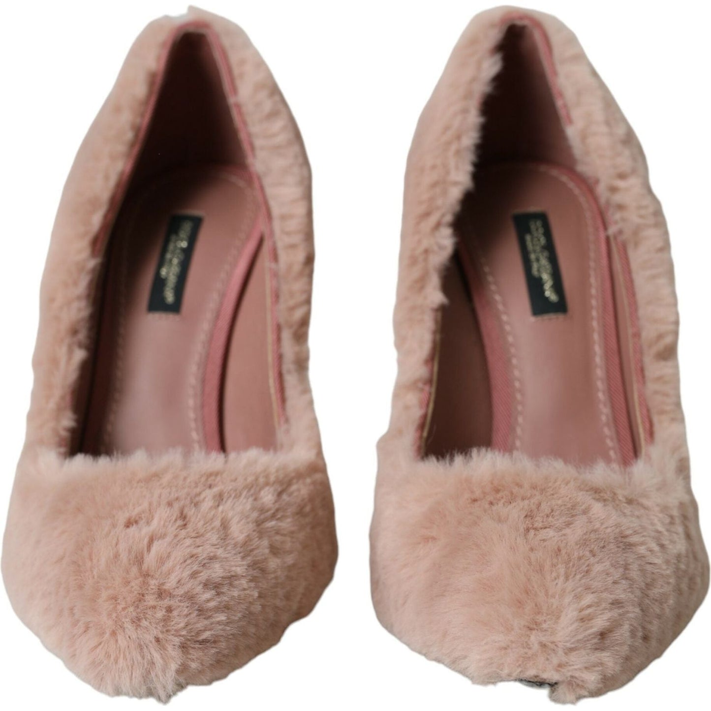 Dolce & Gabbana Light Pink Faux Fur Heels Pumps Shoes Dolce & Gabbana