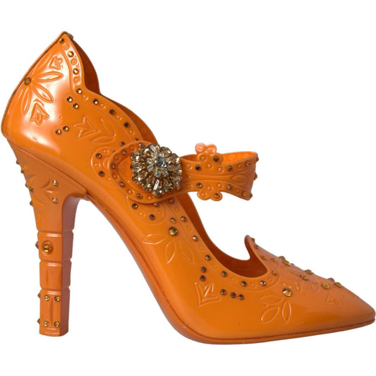 Dolce & Gabbana Orange CINDERELLA Floral Crystal Pumps Shoes Dolce & Gabbana