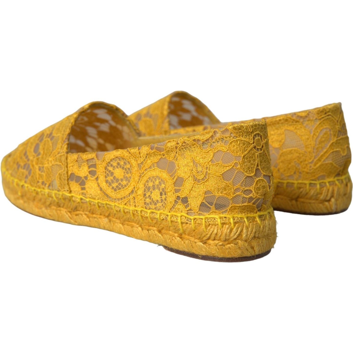 Dolce & Gabbana Yellow Taormina Lace Espadrille Loafers Flats Shoes Dolce & Gabbana