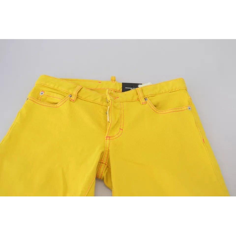 Dsquared² Yellow Cotton Low Waist Cropped Jennifer Denim Jeans Dsquared²