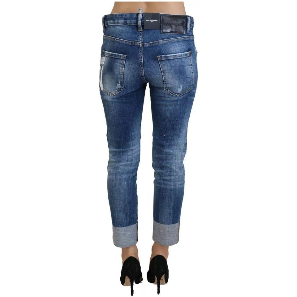 Dsquared² Blue Icon Low Waist Cropped Cool Girl Denim Jeans Dsquared²