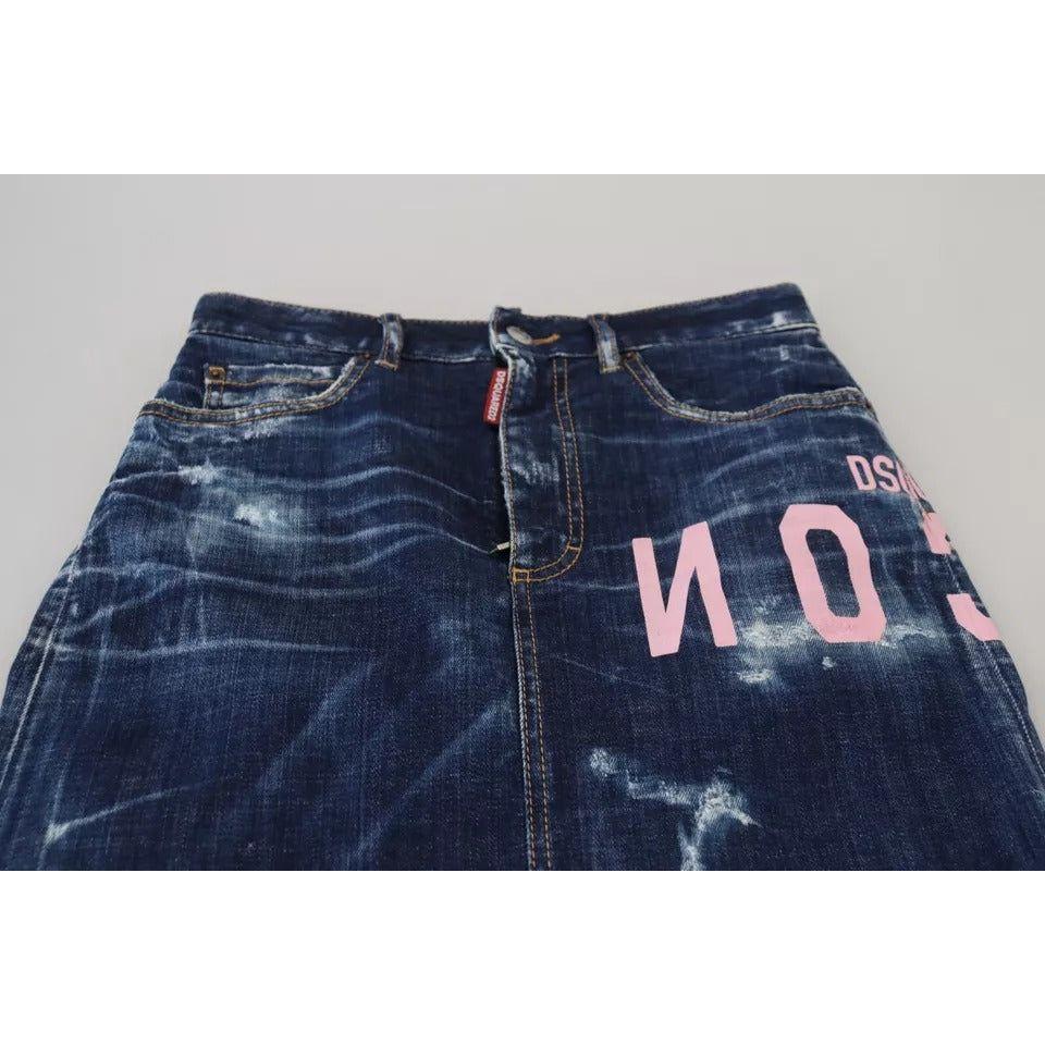 Dsquared² Blue Icon High Waist Denim Mini Boston Jean Skirt Dsquared²