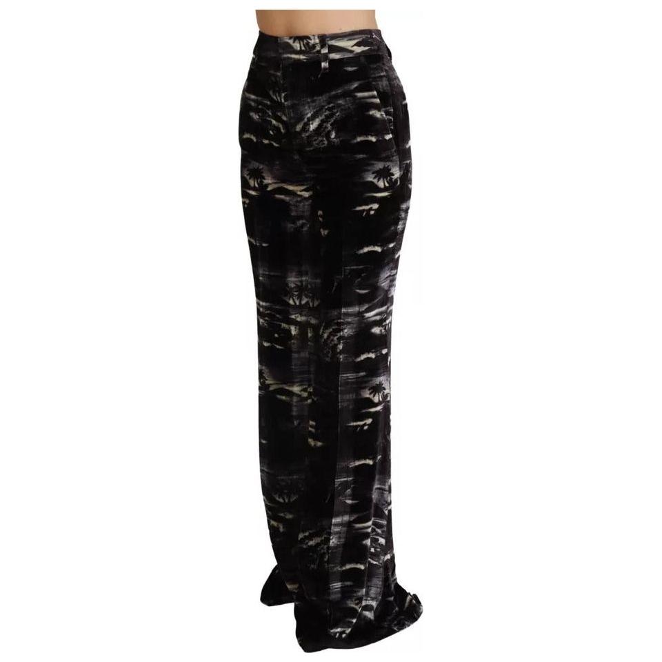 Dsquared² Black Printed High Waist Super Flare Pants Dsquared²