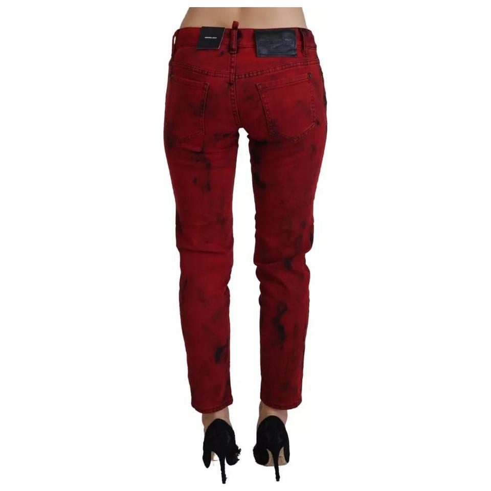 Dsquared² Red Low Waist Cotton Stretch Skinny Pants Dsquared²