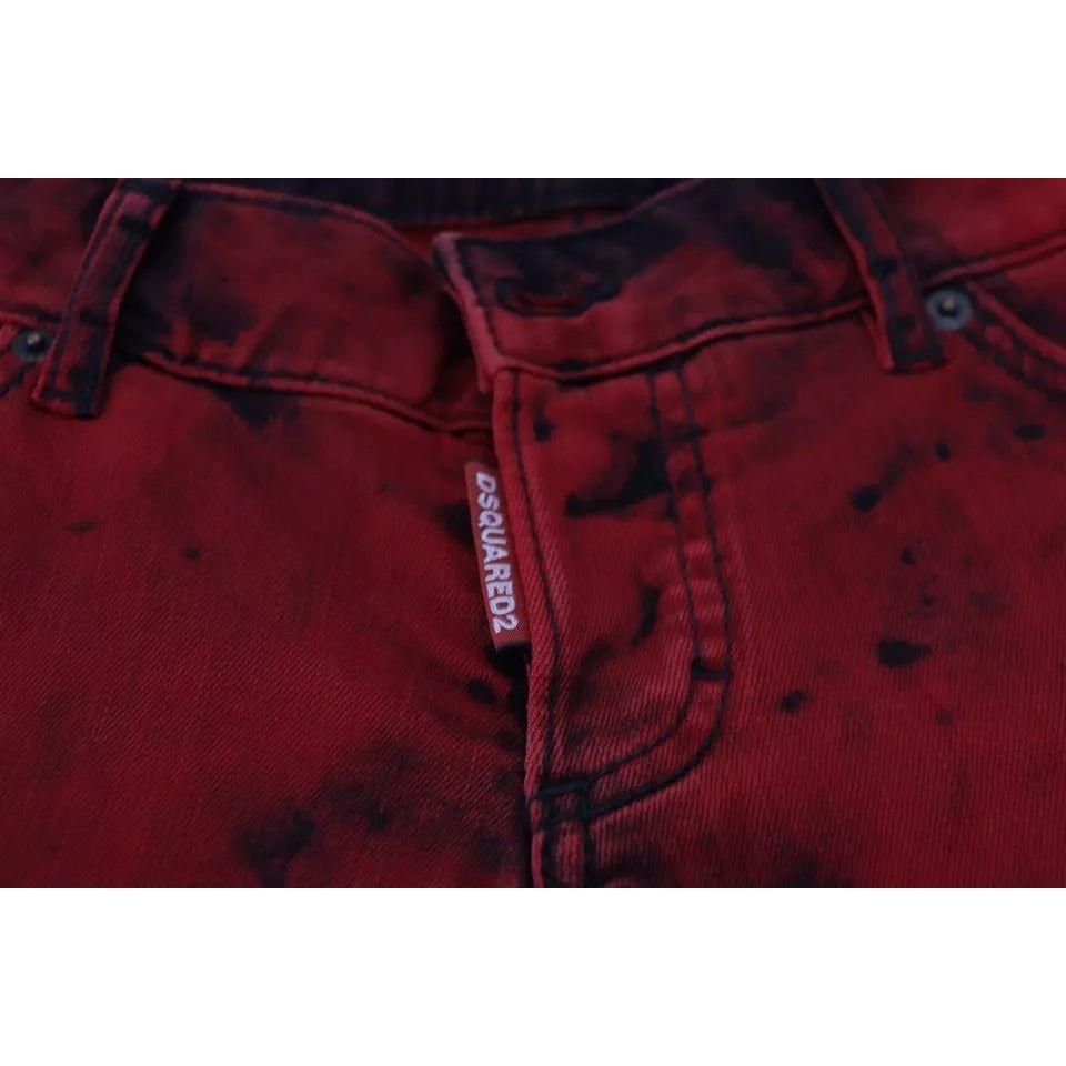 Dsquared² Red Low Waist Cotton Stretch Skinny Pants Dsquared²