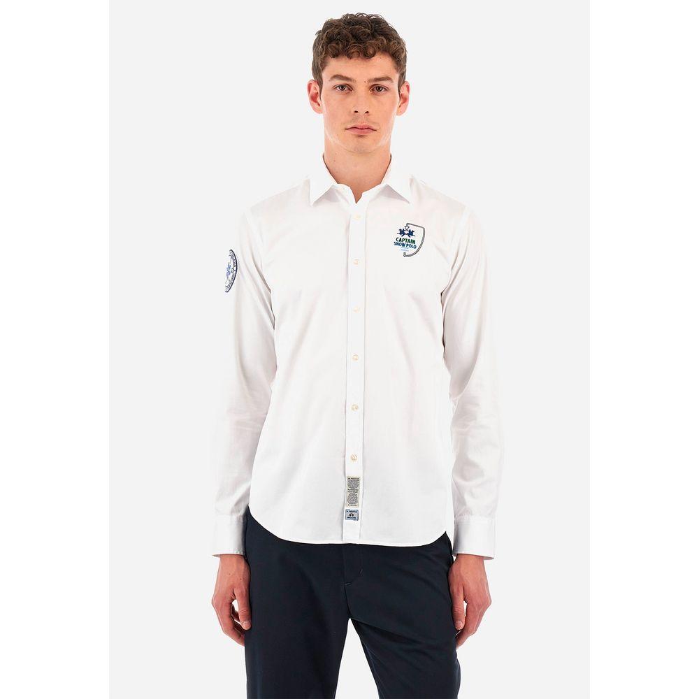 La Martina White Cotton Men Shirt La Martina