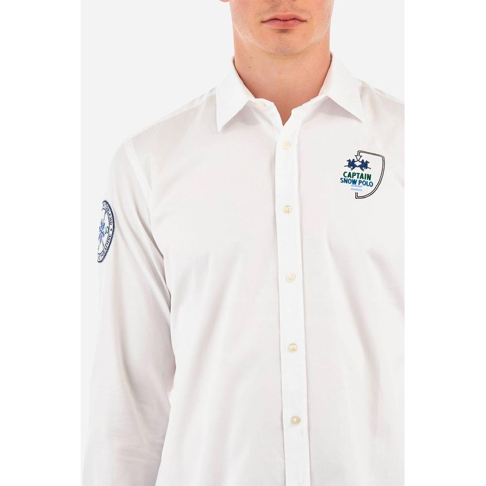 La Martina White Cotton Men Shirt La Martina