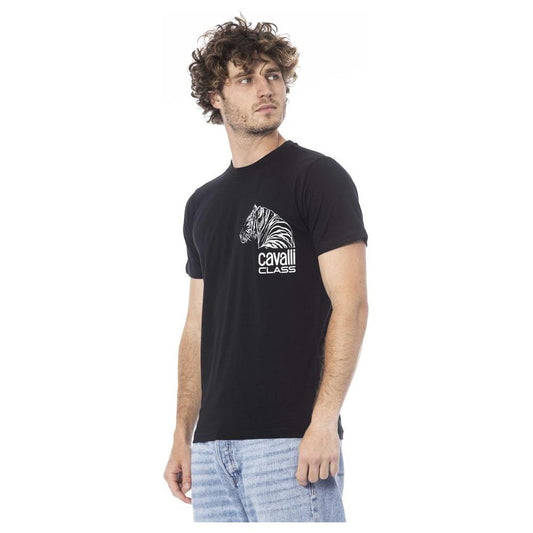 Cavalli Class Black Cotton Men T-Shirt Cavalli Class