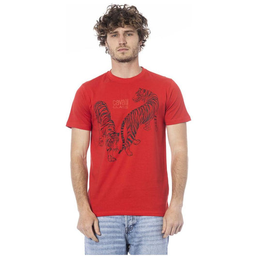 Cavalli Class Red Cotton Men T-Shirt Cavalli Class