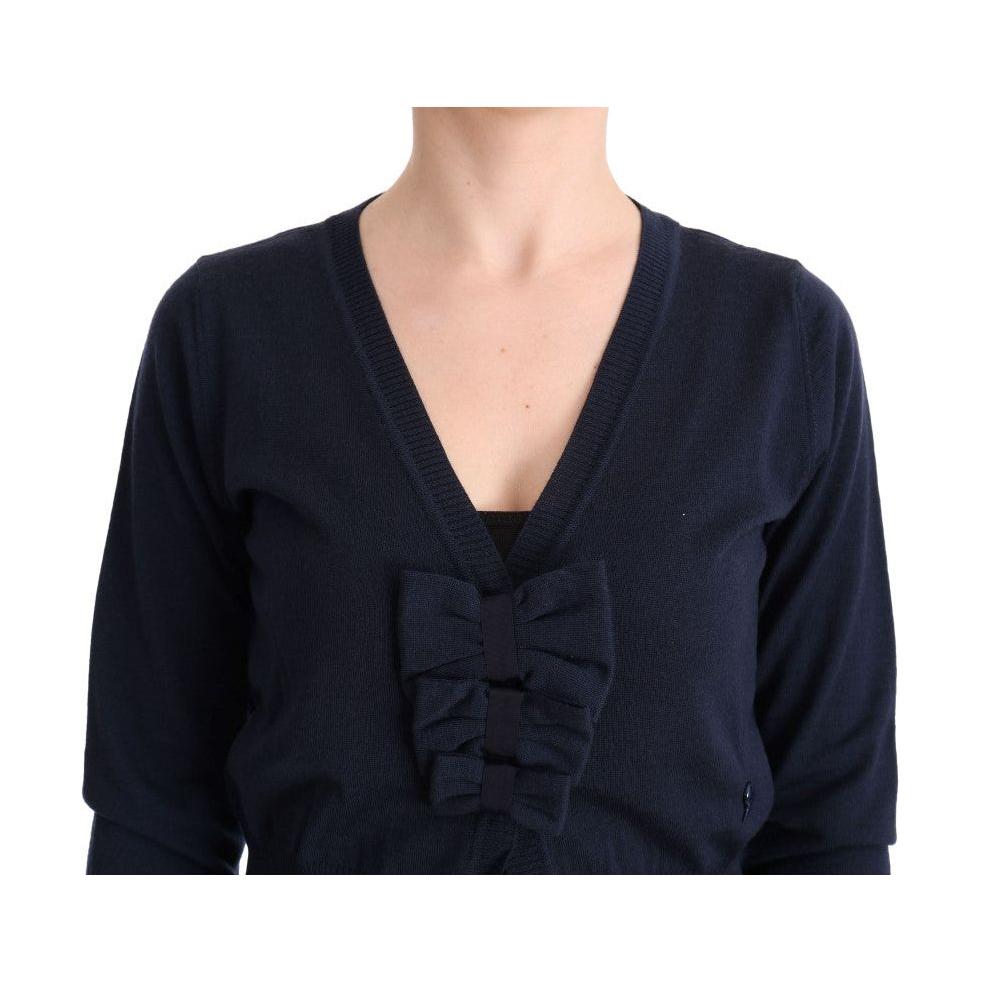 MARGHI LO' Elegant Blue Wool Cardigan Sweater MARGHI LO'