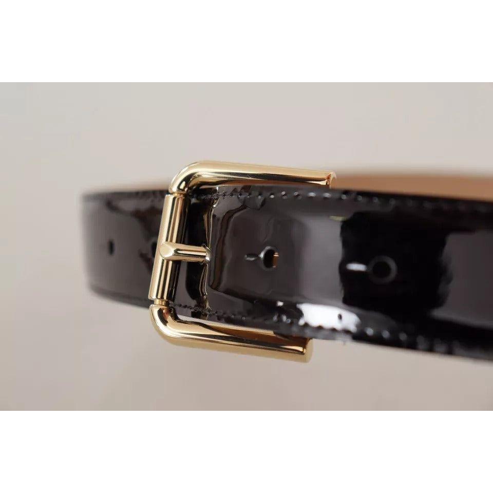 Dolce & Gabbana Black Leather Gold Metal Logo Engraved Buckle Belt Dolce & Gabbana