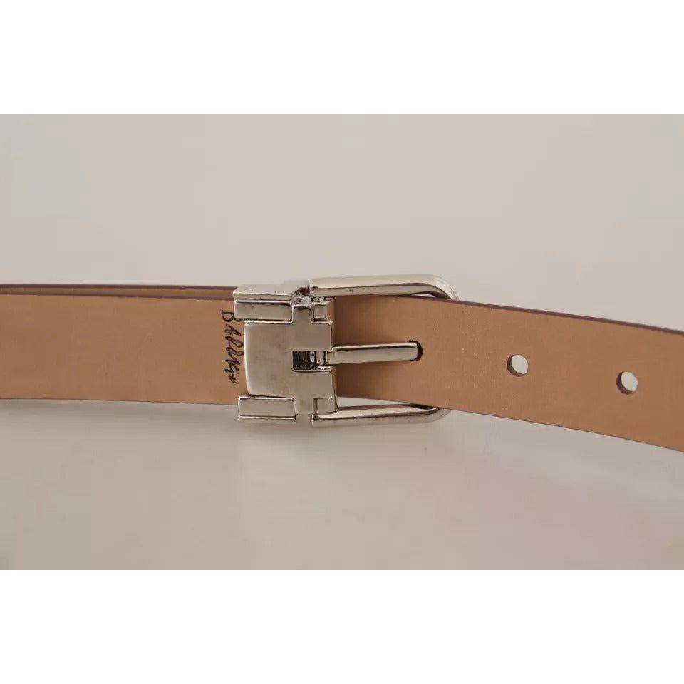 Dolce & Gabbana Brown Classic Leather Silver Logo Metal Buckle Belt Dolce & Gabbana