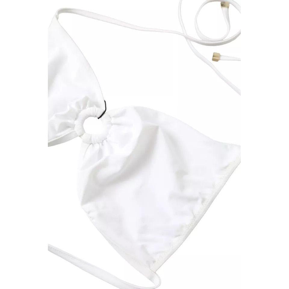 Dolce & Gabbana White Nylon Stretch Swimwear Top Bikini