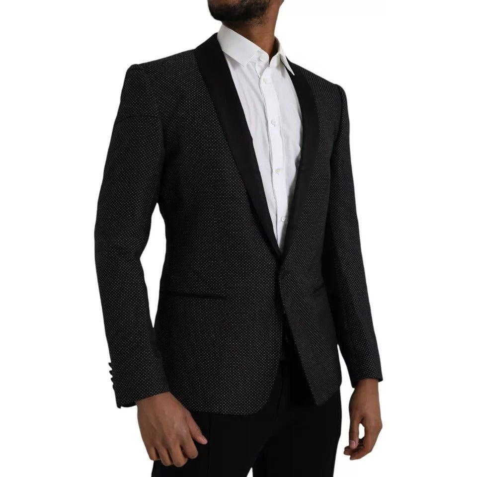 Dolce & Gabbana Black Jacquard MARTINI Single Breasted Coat Blazer Dolce & Gabbana