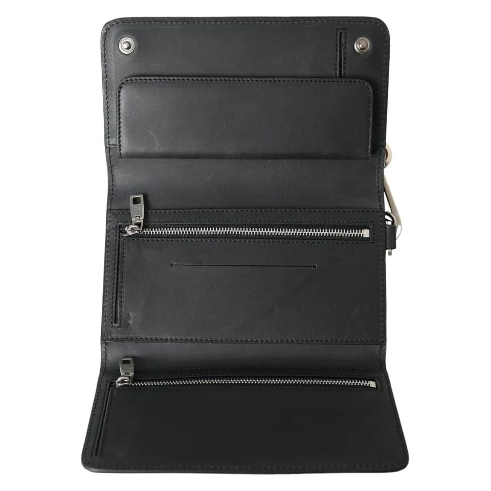 Black Leather Logo Embossed Men Mini Shoulder Bag