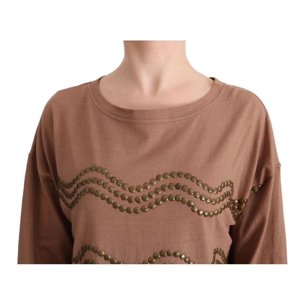 John Galliano Chic Brown Crewneck Cotton Sweater John Galliano