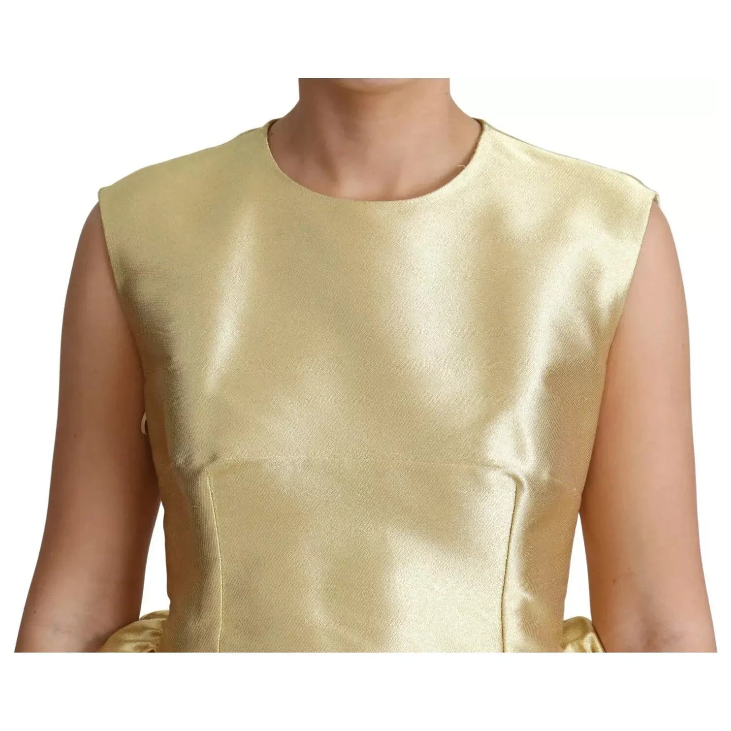 Dolce & Gabbana Polyester Gold Sleeveless A-line Tulle Dress Dolce & Gabbana