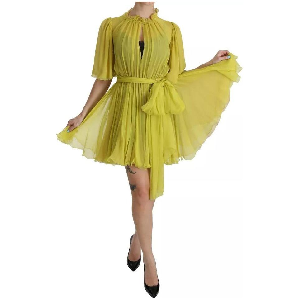 Dolce & Gabbana Yellow Shift A-line Silk Gown Dress Dolce & Gabbana