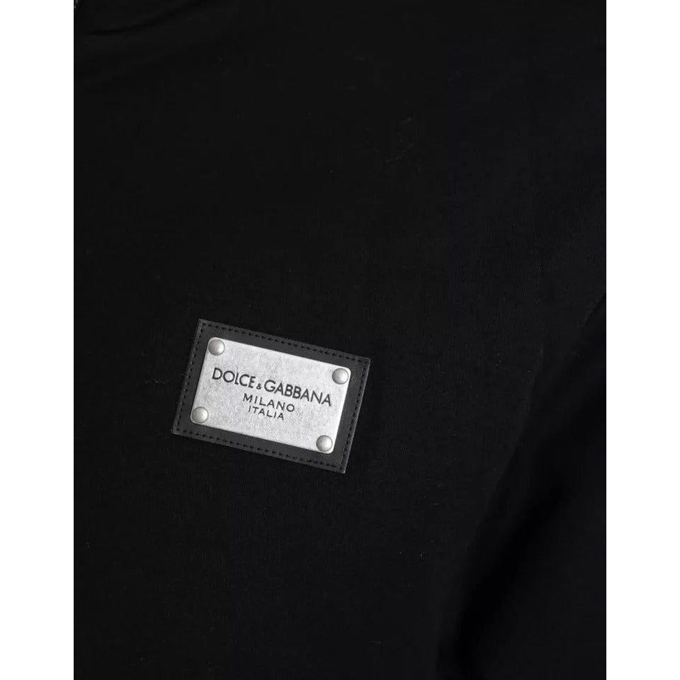 Dolce & Gabbana Black Cotton Hooded Logo Bomber Jacket Dolce & Gabbana