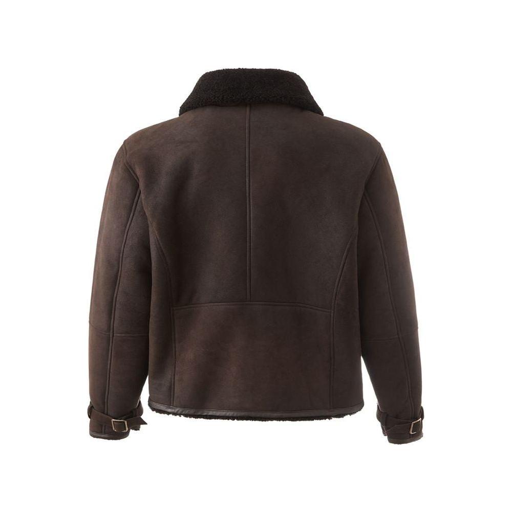 Lardini Elegant Montone Leather Brown Jacket Lardini