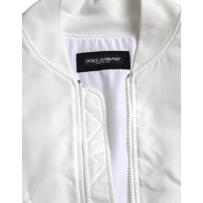 Dolce & Gabbana White Bomber Long Sleeves Full Zip Jacket