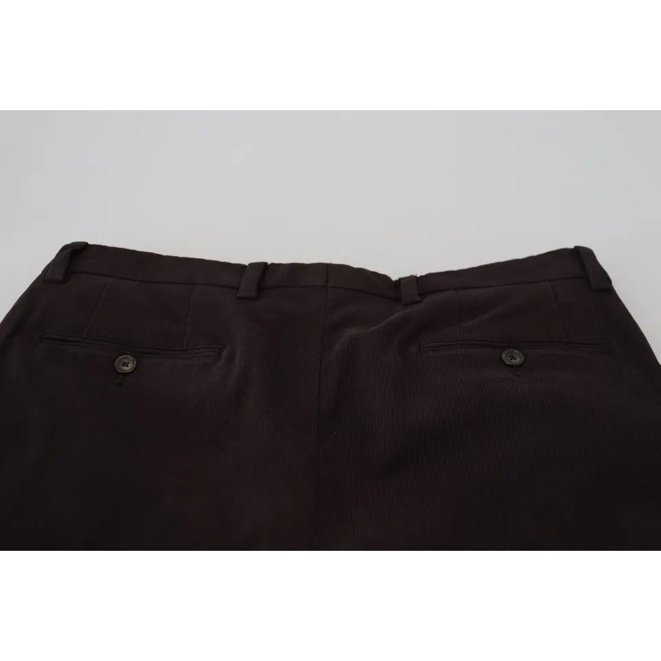 Brown Skinny Men Cotton Stretch Pants