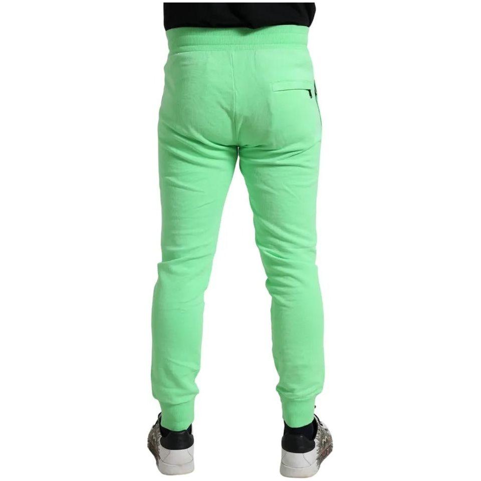 Dolce & Gabbana Neon Green Cotton Stretch Jogger Sweatpants Pants Dolce & Gabbana