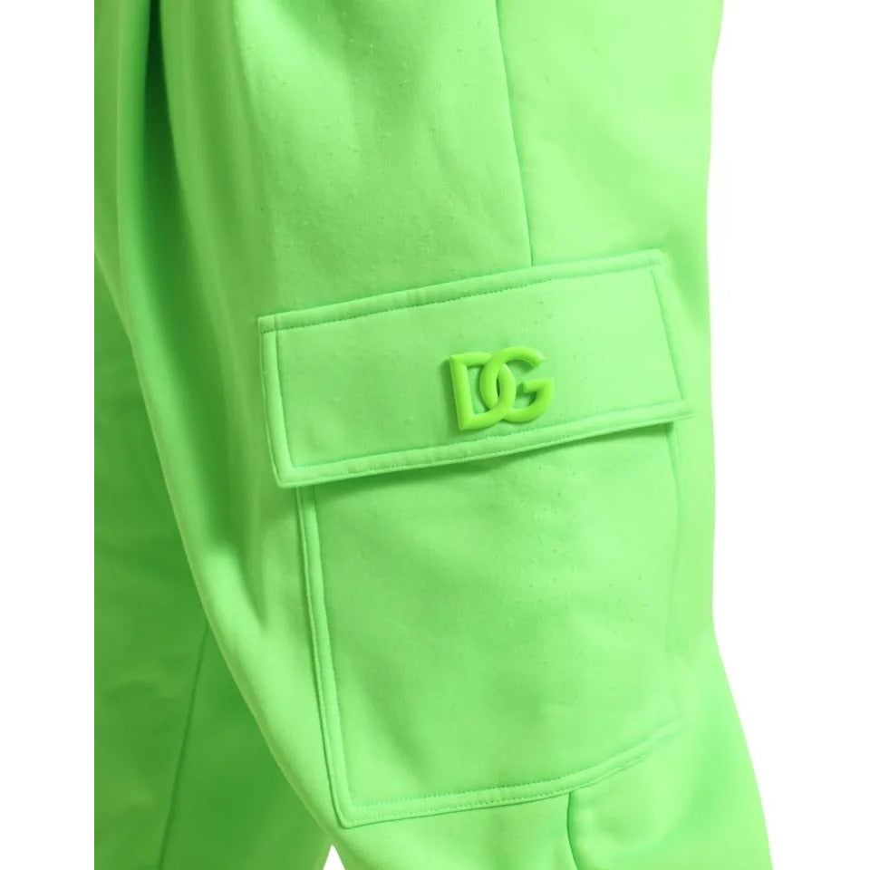 Neon Green Polyester Jogger Sweatpants Pants