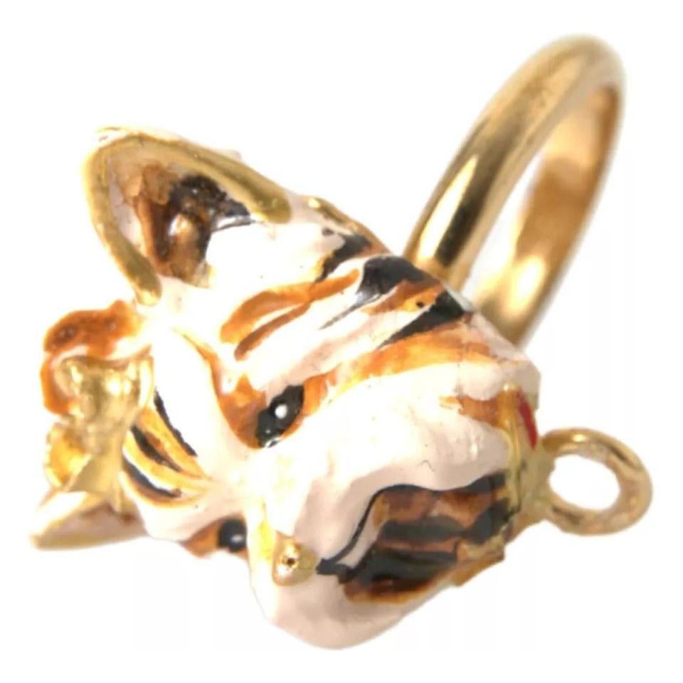 Dolce & Gabbana Gold Brass Resin Beige Dog Pet Accessory Ring FASHION ACCESSORIES Dolce & Gabbana