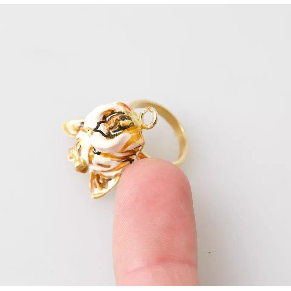 Dolce & Gabbana Gold Brass Resin Beige Dog Pet Accessory Ring FASHION ACCESSORIES Dolce & Gabbana