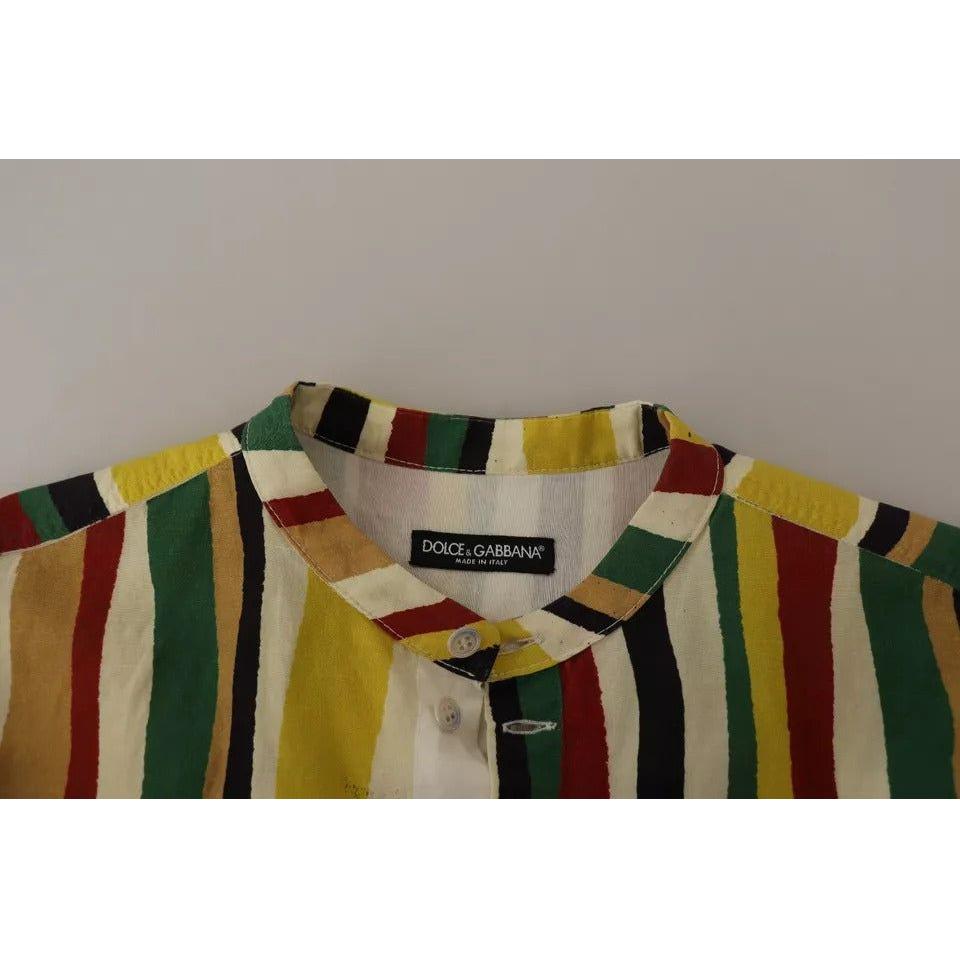 Dolce & Gabbana Multicolor Striped Linen Cotton Shirt Dolce & Gabbana