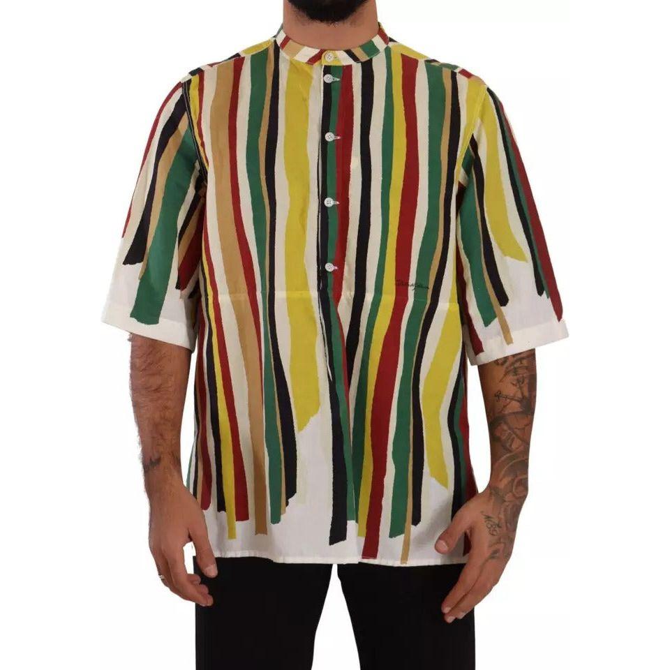 Dolce & Gabbana Multicolor Striped Linen Cotton Shirt Dolce & Gabbana