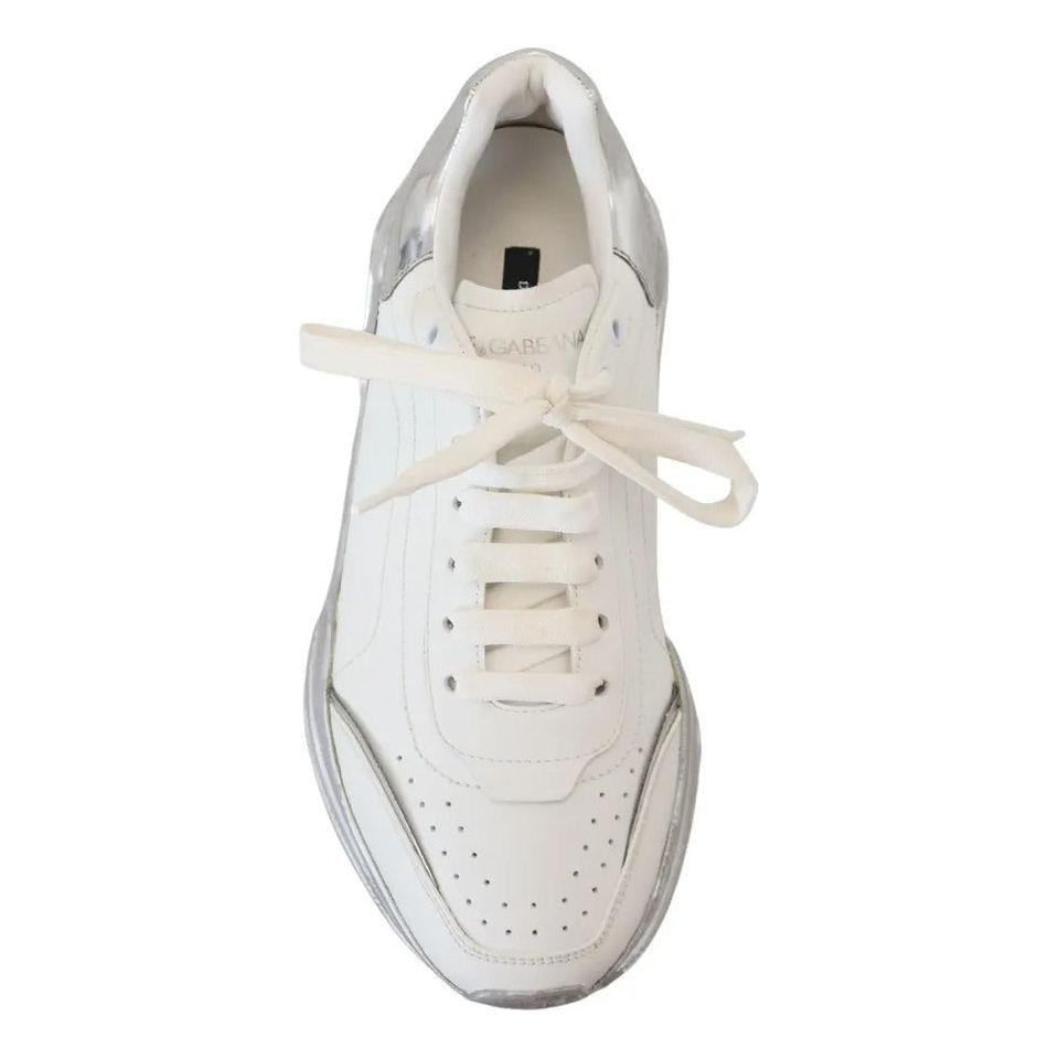 Dolce & Gabbana White Silver Leather Daymaster Women Sneakers Shoes Dolce & Gabbana