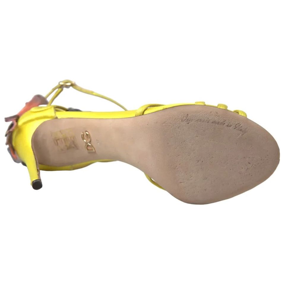 Dolce & Gabbana Yellow Butterfly Applique Sandals Shoes Dolce & Gabbana