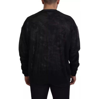 Dolce & Gabbana Black Polyester Crewneck Pullover Sweater