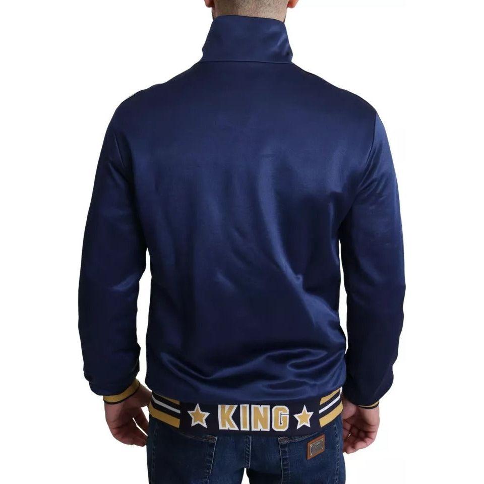 Dolce & Gabbana Blue Heraldic Patch Striped King Bee Sweater Dolce & Gabbana