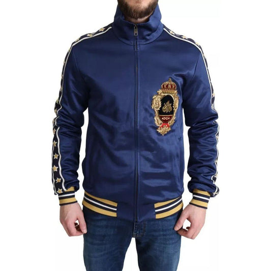 Dolce & Gabbana Blue Heraldic Patch Striped King Bee Sweater Dolce & Gabbana