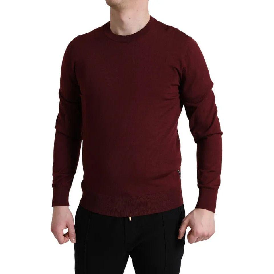 Dolce & Gabbana Bordeaux Wool Knit Crew Neck Pullover Sweater Dolce & Gabbana