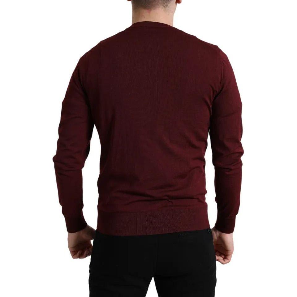 Dolce & Gabbana Bordeaux Wool Knit Crew Neck Pullover Sweater Dolce & Gabbana