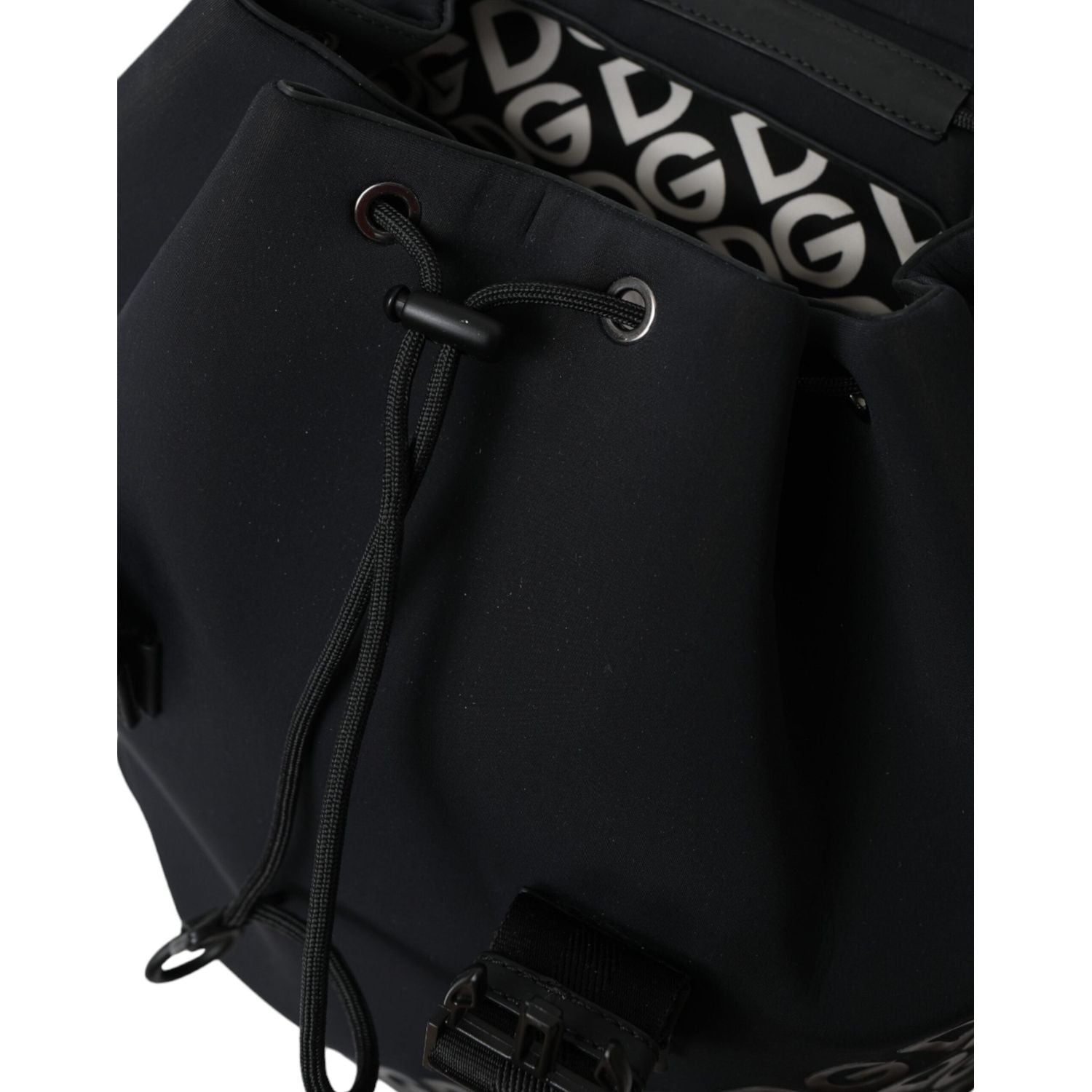 Dolce & Gabbana Black Neoprene Nylon DG Logo School Backpack Bag
