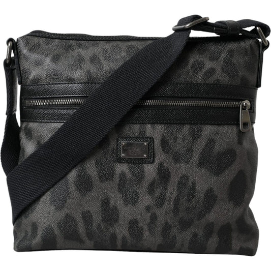 Dolce & Gabbana Gray Leopard PVC Leather Messenger Cross Body Bag Dolce & Gabbana Dark Slate Gray