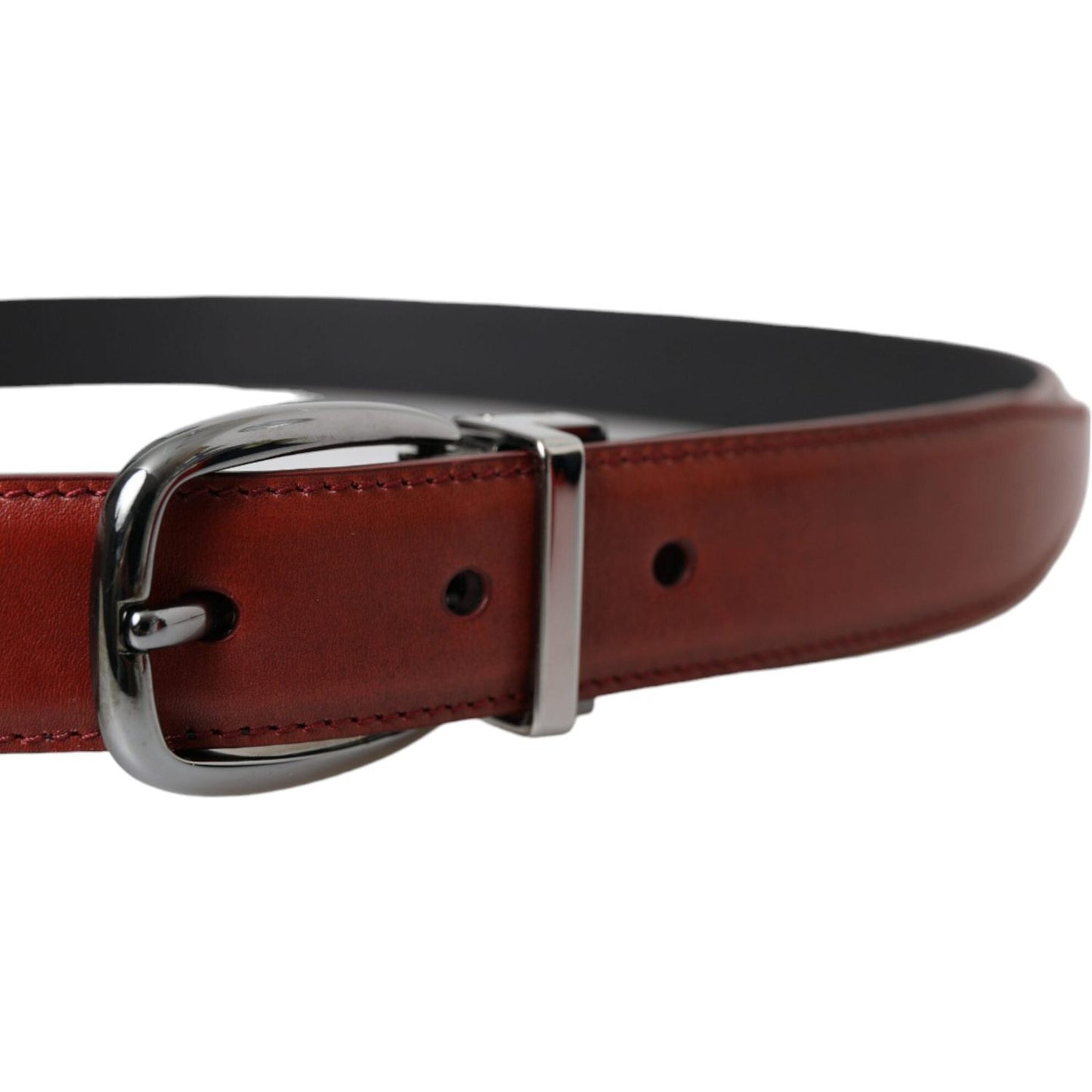 Dolce & Gabbana Brown Leather Silver Metal Buckle Belt Men Dolce & Gabbana