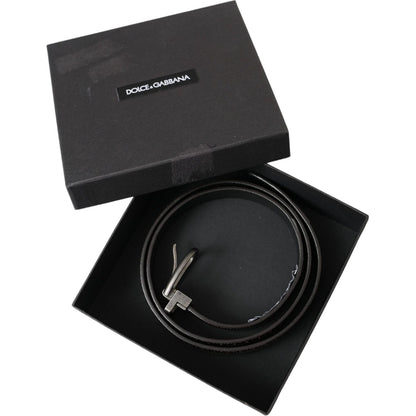 Dolce & Gabbana Dark Brown Perforated Leather Metal Buckle Belt Men