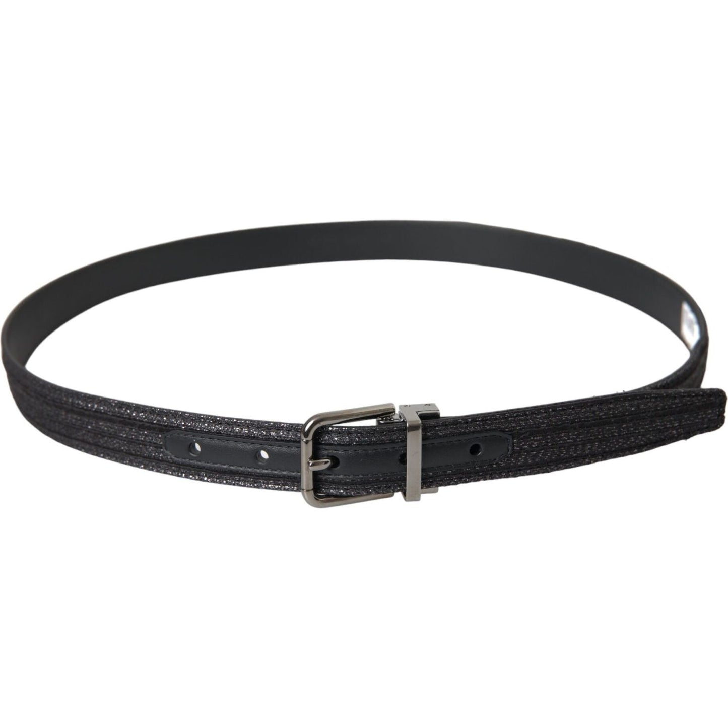 Dolce & Gabbana Black Jacquard Stripes Silver Metal Buckle Belt Dolce & Gabbana