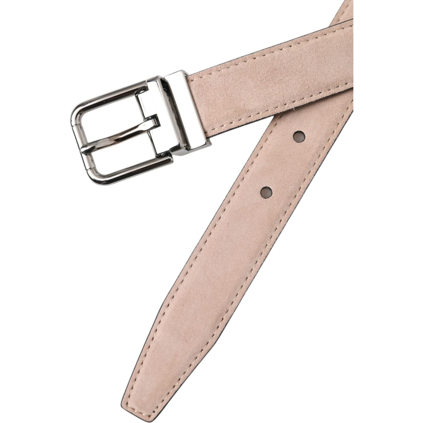 Dolce & Gabbana Beige Suede Leather Silver Buckle Belt Men Dolce & Gabbana